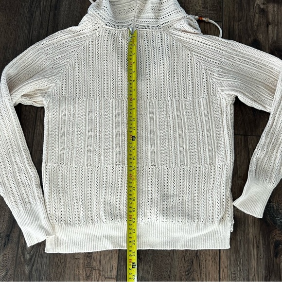 Heartloom Open Hooded Crochet pullover Sweater Boho Ivory Size Large - Picture 10 of 11